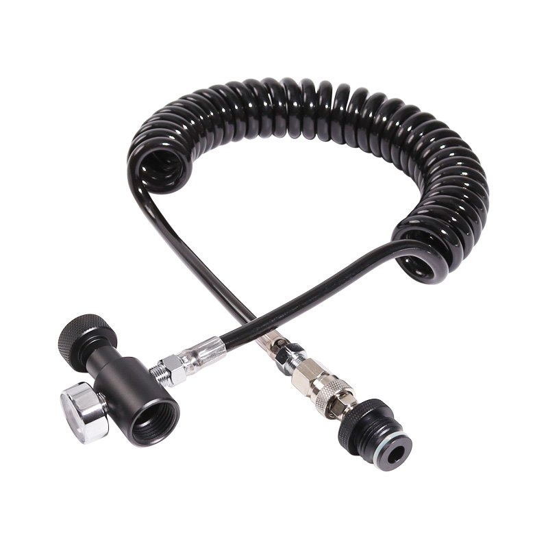 ท่อคอยล์เพนท์บอล Co2 พร้อมตัวตรวจสอบสไลด์ และเกจวัดแรงดัน 3000psi