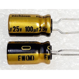 Nichicon FW  100uf 25v Capacitor ตัวเก็บประจุ คาปาซิเตอร์