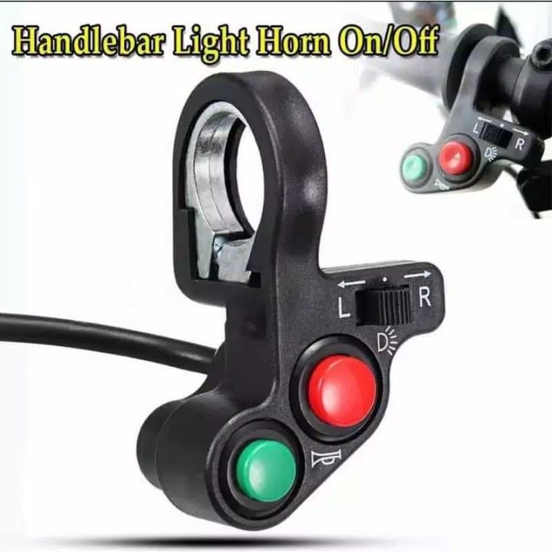 HIJAU TOMBOL MERAH DOMINO ด้านซ้าย ON OFF LIGHT HORN SWITCH PLUS สีเขียวสีแดง TURN SIGNAL BUTTON UNI