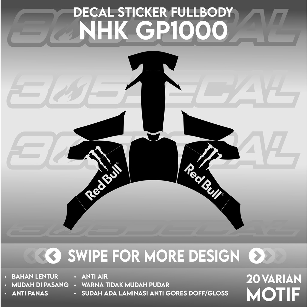 NHK GP1000 สติ๊กเกอร์รูปลอกหมวกกันน็อค redbull Motif สีดํา | หมวกกันน็อค DECAL | หมวกกันน็อคเต็มตัว 