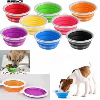 🐶🐦พับเก็บได้แบบพกพาสำหรับสัตว์เลี้ยง Feeding Bowl Dog Cat Dish Feeder