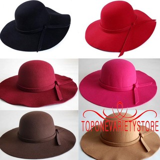 NTO-ร้อน! วินเทจผู้หญิงกว้าง brim ฟลอปปี้อบอุ่นแฟชั่นหมวกหมวกคนรัก Trilby เย็น