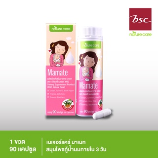 BSC Nature Care Mamate มาเมท อาหารเสริม เรียกน้ำนมแบบแคปซูล ด้วยสมุนไพรธรรมชาติ 11 ชนิด 1ขวด/90แคปซูล