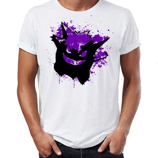 เสื้อยืดอินเทรนด์ผู้ชายอินเทรนด์ผู้หญิงเสื้อยืด พิมพ์ลายโปเกม่อน Gengar The Shadowy Demon Awesome Artwork Drawing s Over