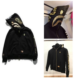 BAPE Shark Black Gold Embroidered Space  Hooded Sweatshirt jacket