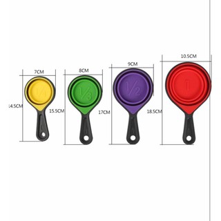 1 ชุด 8 Pcs Heim &amp; elda collapsible silicone ชุดช้อนตวง ชุดช้อนตวงซิลิโคน พร้อม เซทช้อน 4 ขนาดในแพ็ค T0577