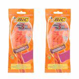 BIC บิค มีดโกนหนวด 3 ใบมีดพร้อมแถบสารหล่อลื่น x2 - 2 แพ็ค/แพ็ค 2 ชิ้น