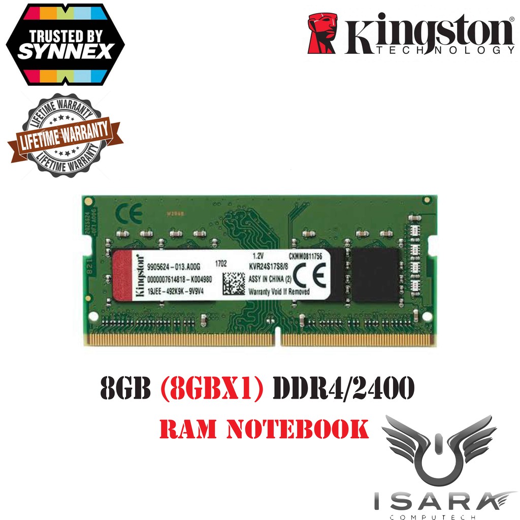 8GB (8GBx1) DDR4/2400 RAM NOTEBOOK (แรมโน้ตบุ๊ค) KINGSTON VALUE RAM (KVR24S17S8/8)