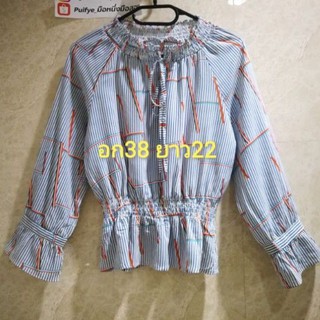 มือ2 เสื้อแฟชั่นสมอคเอว​ ขนาด​ตาม​รูป​