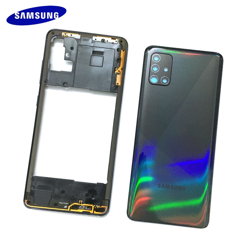 สําหรับ Samsung Galaxy A15 4G A155 A155F แบตเตอรี่ฝาหลังกรอบกลาง + ปุ่ม + กรอบด้านหน้า LCD + เลนส์กรอบกล้อง