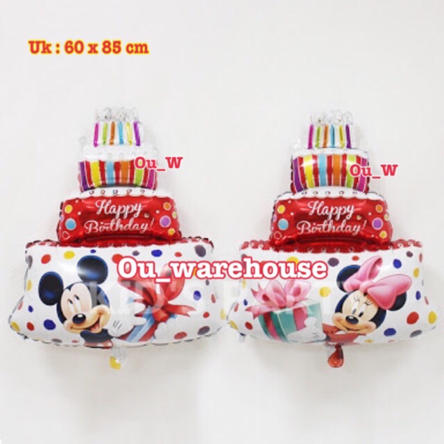 ลูกโป่ง MICKEY MINNIE JUMBO HBD - ลูกโป่งเค้กจัมโบ้ HBD มีโมติฟ - ลูกโป่งหนอนผีเสื้อเด็ก - ลูกโป่งตก