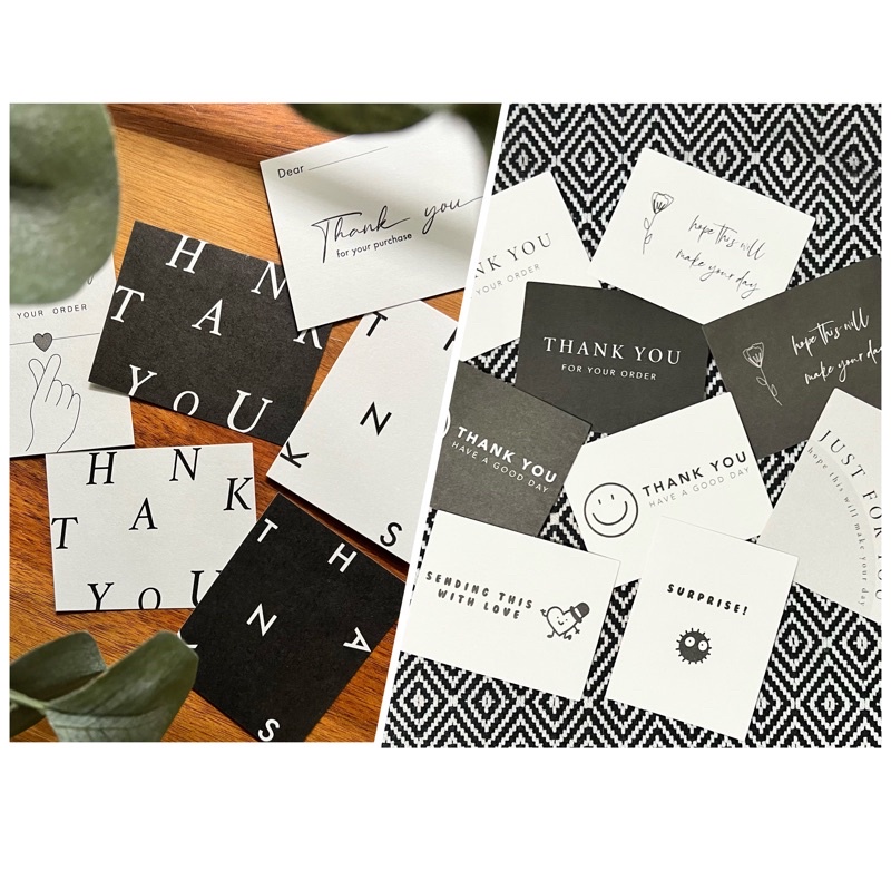 ป้ายกระดาษ การ์ดขอบคุณลูกค้า การ์ดของขวัญ ลายมินิมอล กระดาษหนา 210 แกรม ขนาด 8×6 ซม. แพ็คละ 25 ชิ้น