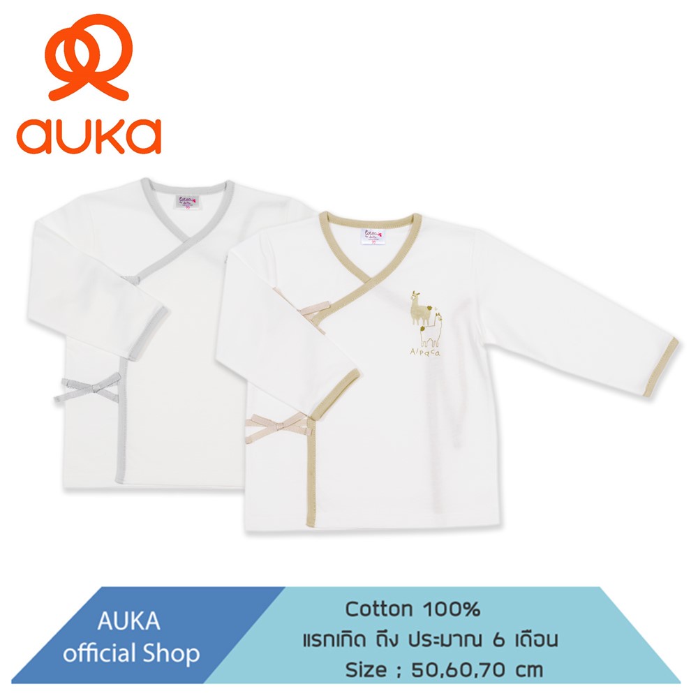 Auka เสื้อป้ายแขนสั้นเด็กอ่อน Cocoa Alpaca