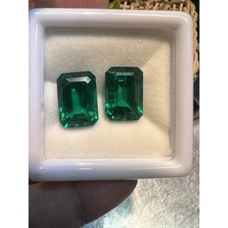 Nano Green Emerald 10x14mm Octagon shape 2 pieces