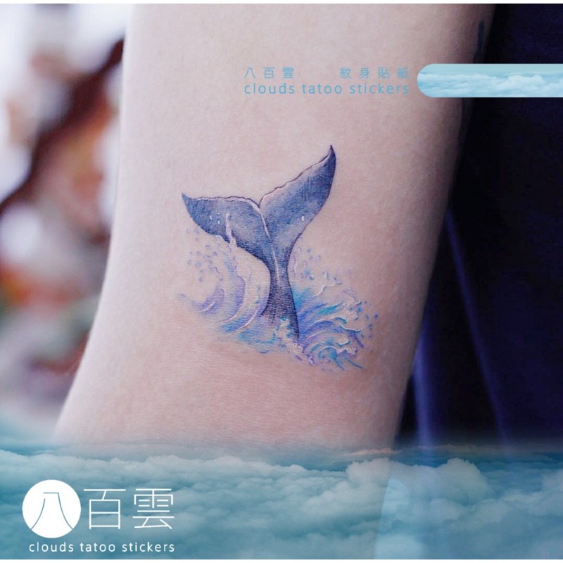 ☁️Clouds Tattoo💫 แทททูรอยสักหางวาฬเหนือคลื่นน้ำ🐋🌊