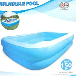 สระว่ายน้ำเป่าลมINFLATABLEPOOL ขนาด 150x100x35cm  (สุ่มคละสี) เนื้อหนาพิเศษ สระว่ายน้ำเป่าลม