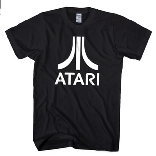 เสื้อยืดวินเทจใหม่ เสื้อยืดลําลอง ผ้าฝ้าย แขนสั้น คอกลม พิมพ์ลายเกม Atari สีพื้น พลัสไซซ์ ของขวัญวันหยุด สําหรับผู้ชายS-