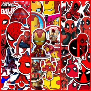 35Pcs/Set ❉ Marvel Avengers Superhero - Spider-Man / Iron Man / Deadpool สติ๊กเกอร์ ❉ DIY Fashion Waterproof Doodle Decals สติ๊กเกอร์