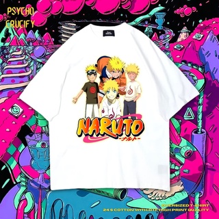 แขนสั้นcrew neckเสื้อยืด ขนาดใหญ่ พิมพ์ลาย Psycho Crucify Uzumaki Naruto | สีขาว | เสื้อยืด ลายการ์ตูนนารูโตะ | อนิเมะ |