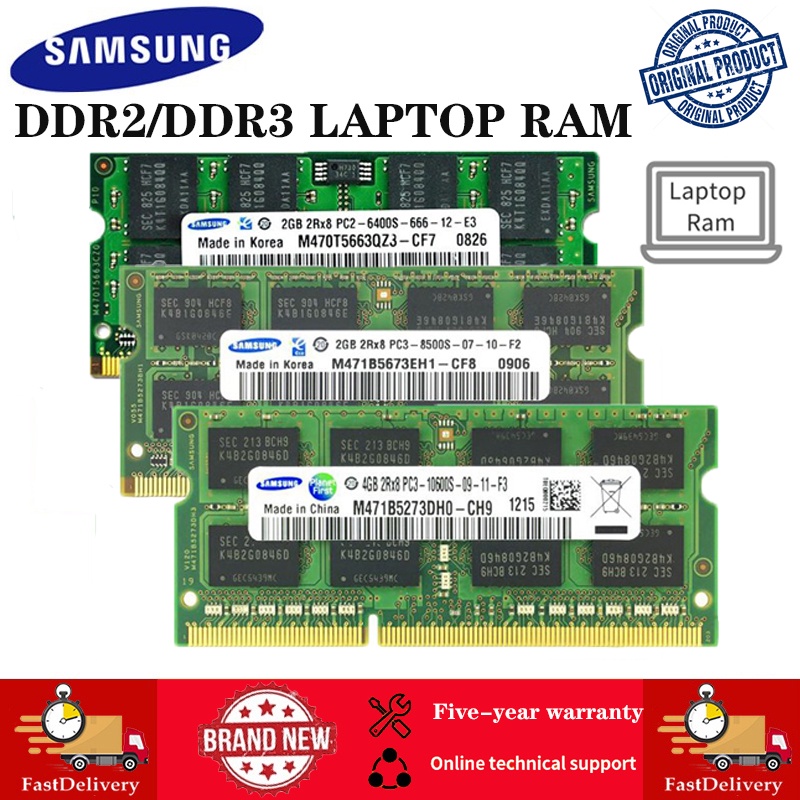 SAMSUNG เมมโมรี่แล็ปท็อป 2Gb/4Gb/8Gb Ddr2 Ddr3 667/800/1066/1333/1600Mhz Sodimm Ram