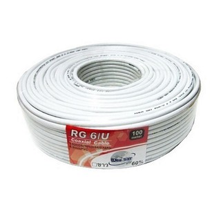 สาย RG6 ชิลล์ 64% PVC 6.8 mm. ยาว 100 เมตร รุ่น CC10064 (สีขาว)