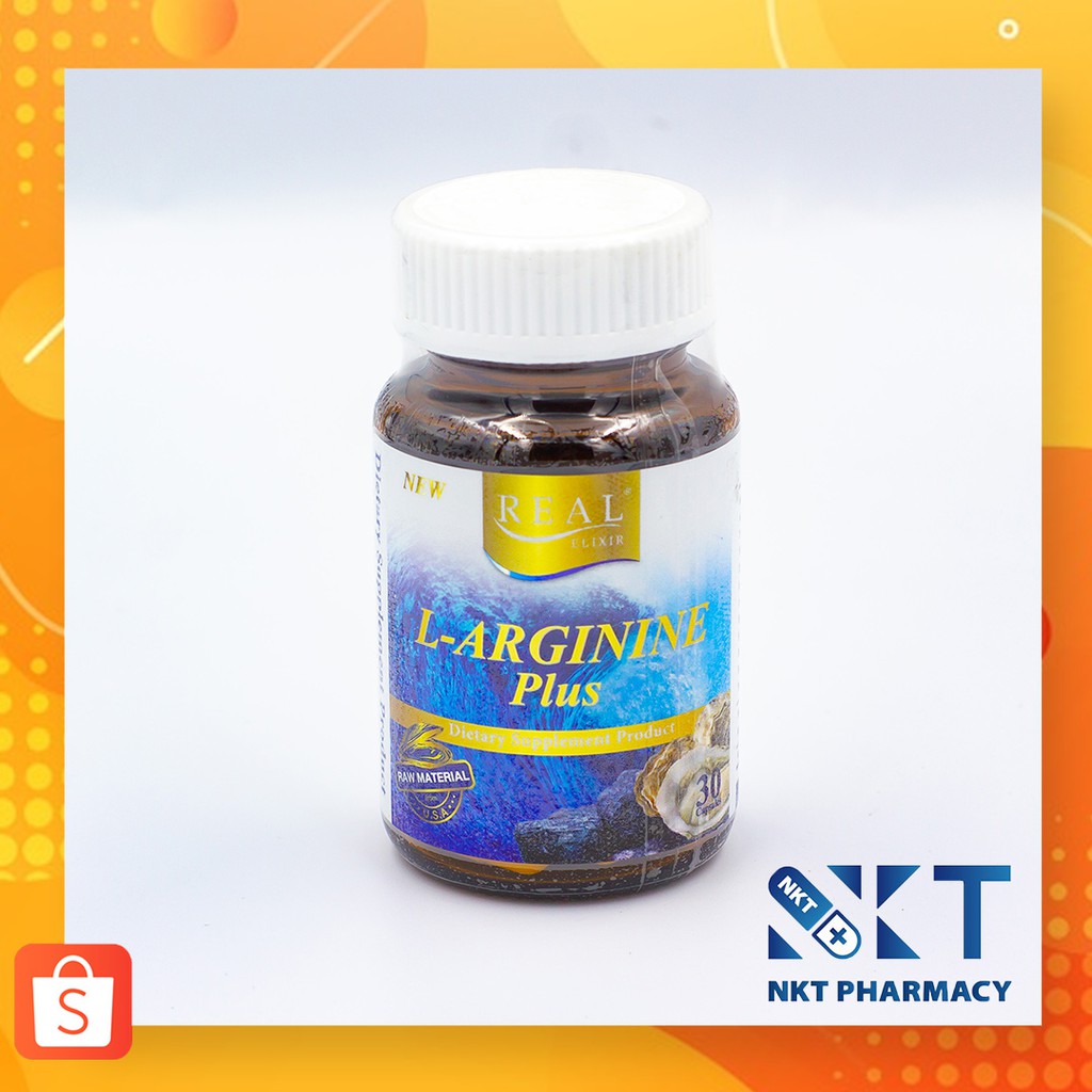 Real Elixir L-Arginine Plus (สารสกัดจากหอยนางรม) บรรจุ 30 เม็ด
