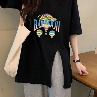 Dahong 💖 2254/2253 เสื้อผ้าสาวอวบ เสื้อยืดผ่าข้าง oversize คอกลม