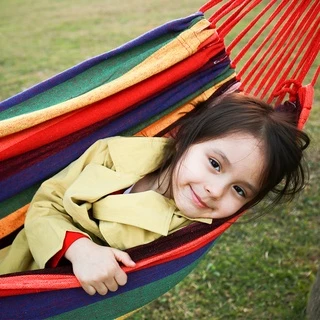 เปลยวนผู้ใหญ่ แบบพกพา เปลยวน240X80CM เปลญวนผ้าใบ(แถมฟรีกระเป๋าและเชือก) บ้าน เปลเดินป่า เปล เปลญวน เปลสีรุ้ง ขนาดใหญ่