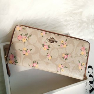 COACH F73345 ACCORDION ZIP WALLET IN SIGNATURE WITH LILY PRINT