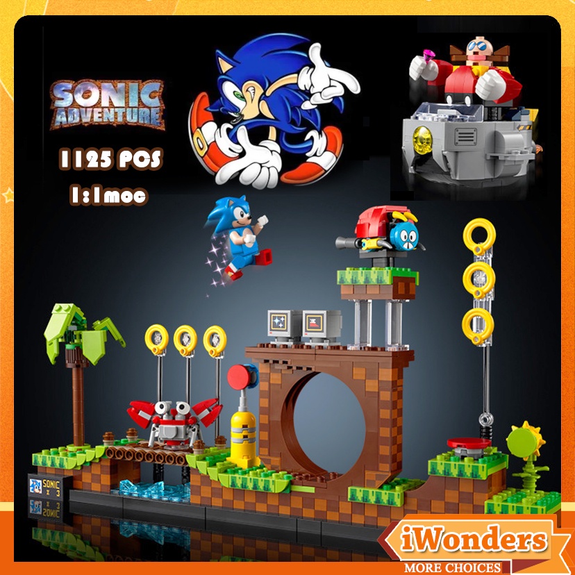 Sonic The Hedgehog - Green Hill Zone MOC Building Blocks Moto Bug Crabeat 1:1 MOC 21331 ไอเดียของเล่นของขวัญ
