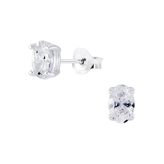 Silver CZ White Stud Earrings ต่างหูรูปวงรีสีขาวใส่ออกงานก็ดูสวยค่ะใส่เข้ากันได้กับทุกชุดคะใส่เล่นไฟดูสวย