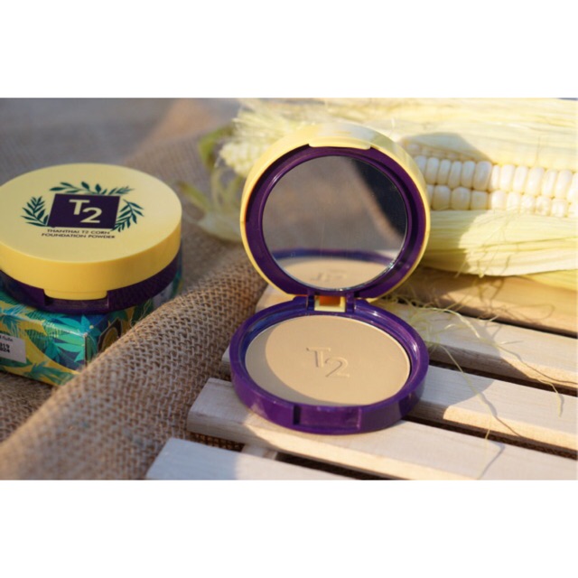 แป้งT2 แป้งสูตรธรรมชาติT2 CORN FOUNDATION POWDER เหมาะกับคนเป็นสิว สูตรคุมมัน กันเหงื่อ