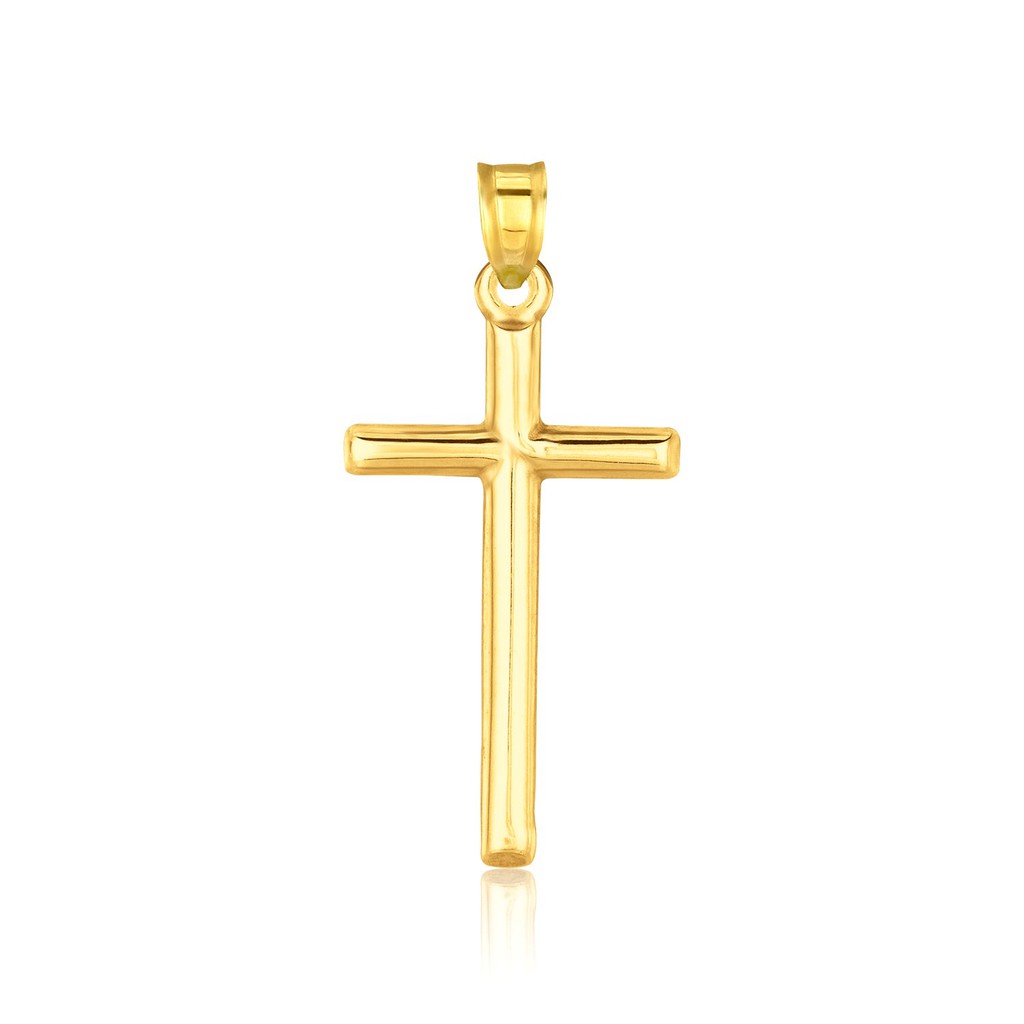 Nathalias NY จี้กางเขนขัดเงาพิเศษ ทองคำแท้ 14K ขนาดกะทัดรัด 0.7กรัม High Polish Cross Pendant 13568