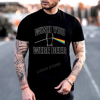 คอลูกเรือ【Boutique T-shirt】เสื้อยืดแขนสั้น พิมพ์ลายกราฟฟิค Wish You Were Beer ตลกS-5XL