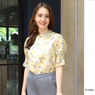 AMILA Blouse VE-B868 by VERONIQA เบิร์นเอ้าท์ แขนสั้น IGPU22-4