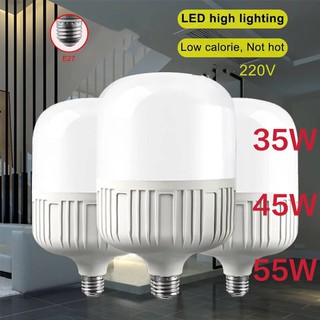 หลอดไฟ ไฟLED ทรงกระบอก สีขาว ขั้ว E27 หลอด LED Bulb LightWatts 35w 45w 55w