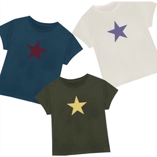 เสื้อยืดผ้าฝ้ายพิมพ์ลายแฟชั่นspiral  Basic star tee