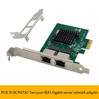 อะแดปเตอร์การ์ดเครือข่ายเซิร์ฟเวอร์ BCM5720 PCIE X1 Gigabit Ethernet พอร์ตคู่ สําหรับ WOL PXE VLAN dinghingxi1