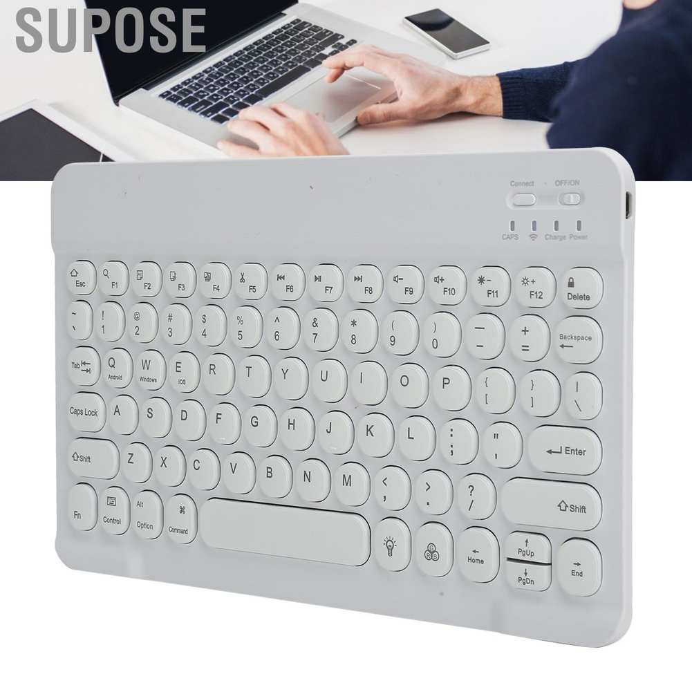 Supose Wireless Keyboard 10inch RGB Backlit Portable Round Cap for ...