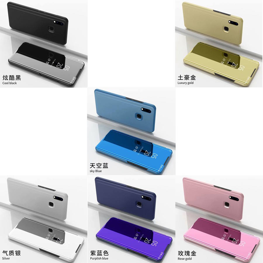 Mirror leather phone Case OPPO A91 2020 A12 Find X2 X3 X5 Pro Realme X3 SuperZoom X50 เคสมือถือ ฝาพับเปิดปิดเงา เคสฝาเปิดปิด เคสมือถือ