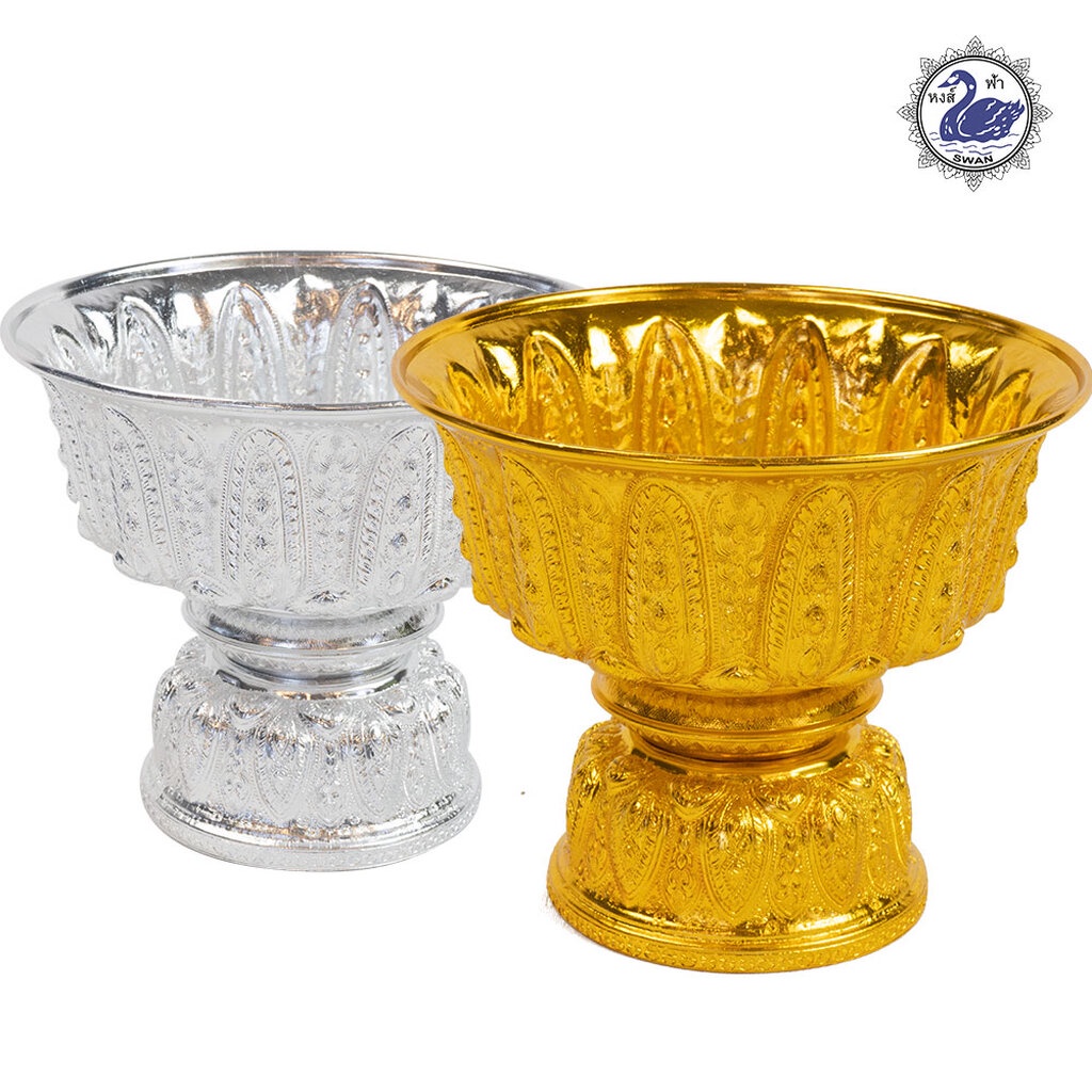 พานรัฐธรรมนูญ 8ซม. (ทอง) ลายไทย อลูมิเนียม คุณภาพดี สีไม่ลอก ไม่ดำ 100% ให้แทนเครื่องเงินได้งิน พานเงิน พานทอง พาน - รูปที่ 2