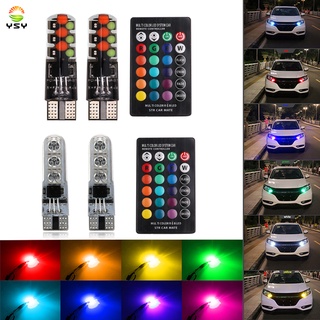 หลอดไฟอ่านหนังสือ Led T10 W5W Led COB 5050 RGB 194 168 501 หลากสี พร้อมรีโมตคอนโทรล สําหรับรถยนต์ 1 ชุด