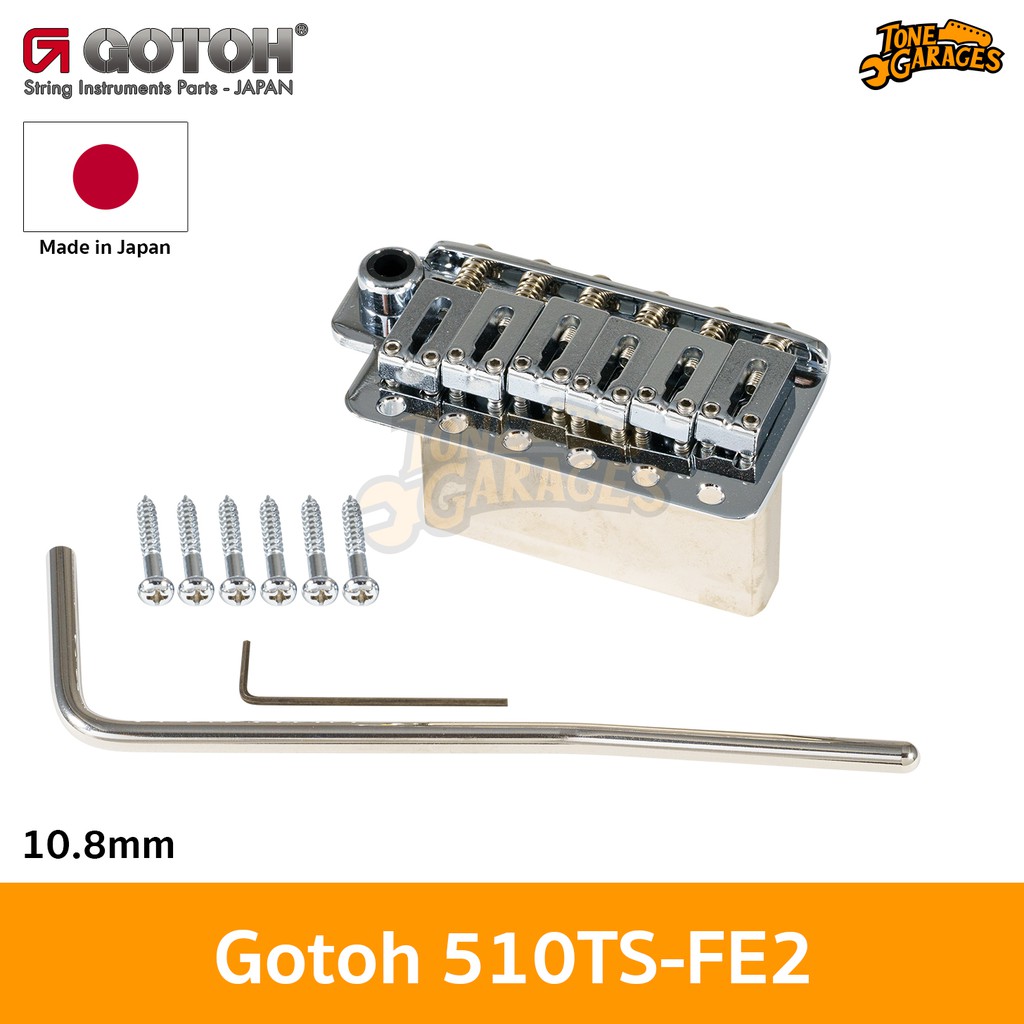 Gotoh 510TS-FE2 6-Hole Tremolo ชุดคันโยกกีต้าร์ 6 รู สี Chrome (10.8mm)