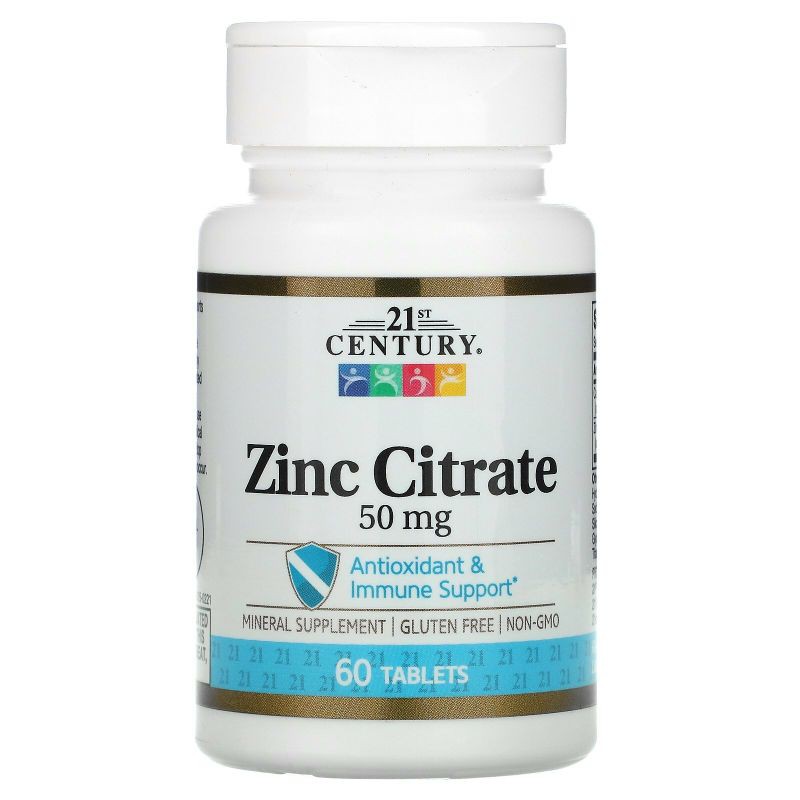 < พร้อมส่ง> Zinc Citrate 21st Century ซิงค์ 50 mg 60 เม็ด บำรุงผิว ผม เล็บ