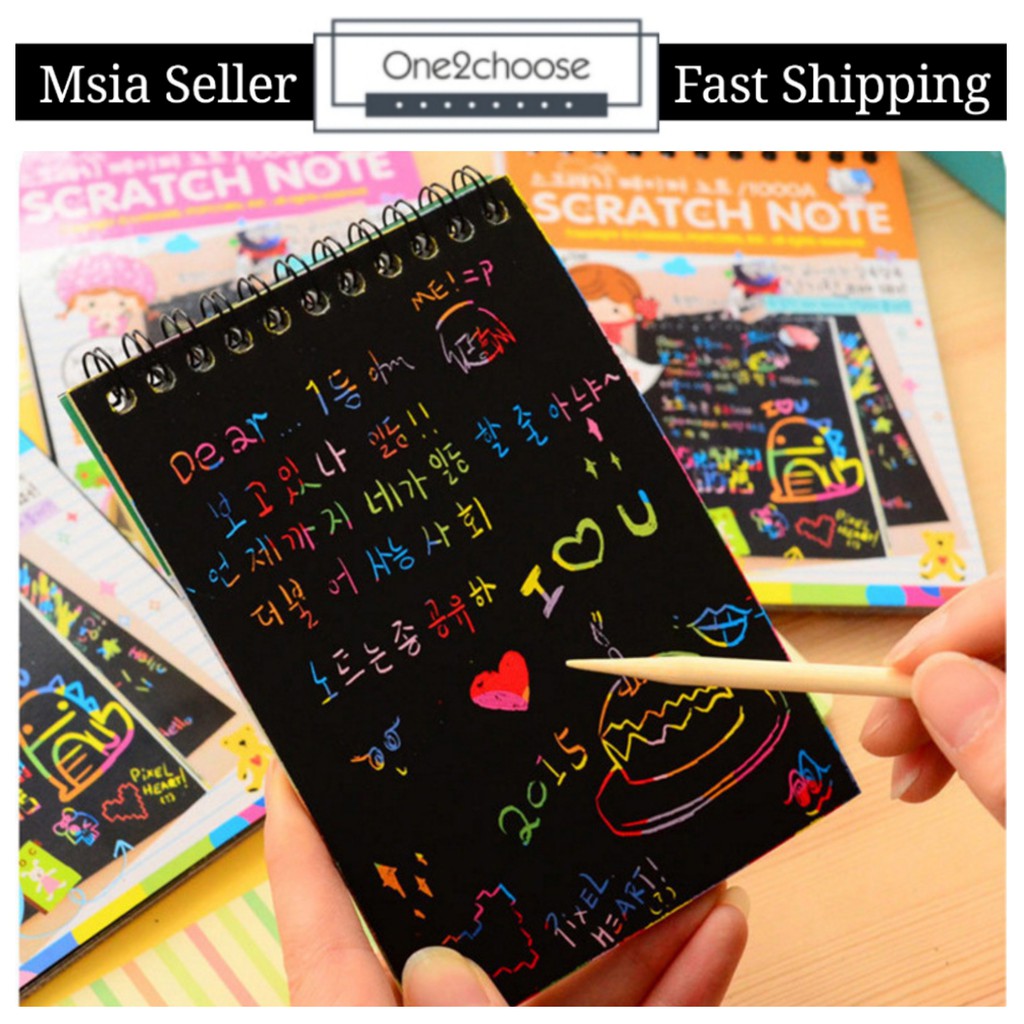 Colorful Scratching Art Book Scratch Note DIY Drawing Book กิจกรรมสนุก