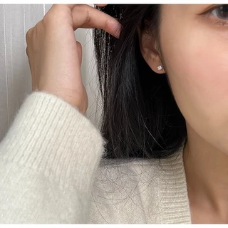 ต่างหูเงินแท้ S925 ประดับเพทาย 3/4 มม. สําหรับผู้หญิง