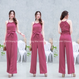 hbstation.shop เสื้อผ้าแฟชั่น Jumpsuit สีชมพูเข้ม พร้อมส่ง