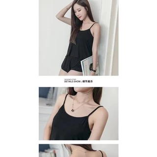 053 EASY ชุดนอนผู้หญิง ชุดนอนเซ็กซี่สายเดี่ยวเสื้อ+กางเกง ผ้าบางสบายนิ่มไม่คืองผิว ขาสั้นสายเดี่ยว (สินค้าพร้อมส่ง)