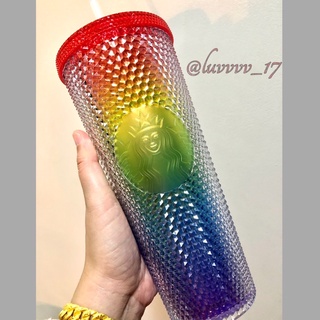 Starbucks China 2021 Valentines Rainbow Diamond Studded Tumbler CUP 24oz.