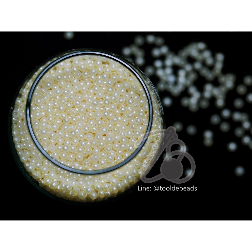 ลูกปัดมุกพลาสติก 3มม. (80 กรัม)